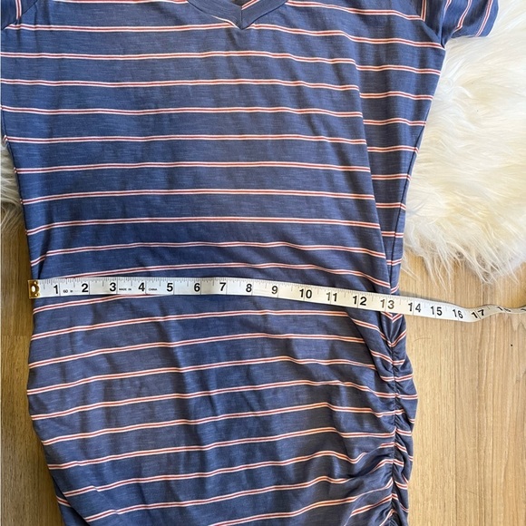 Anthropologie Sundry Striped V Neck Ruched Dress - Picture 9 of 11
